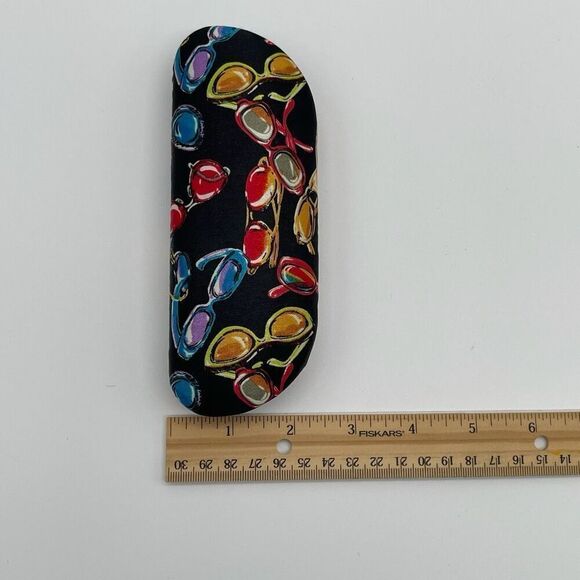 Nicole Miller Sunglasses Print Hard Eyeglass Case Black/Red/Yellow Retro Pop Art - Picture 9 of 11